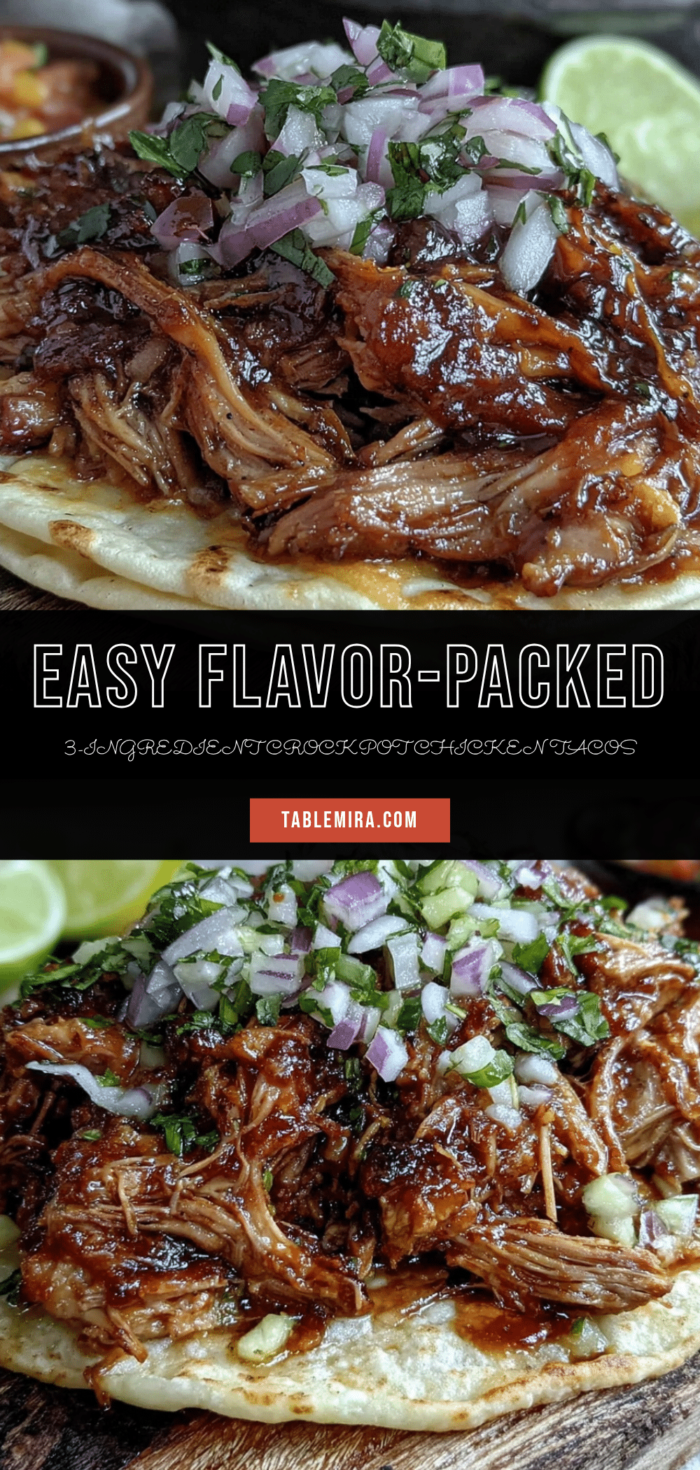 3-ingredient crockpot chicken tacos recipe