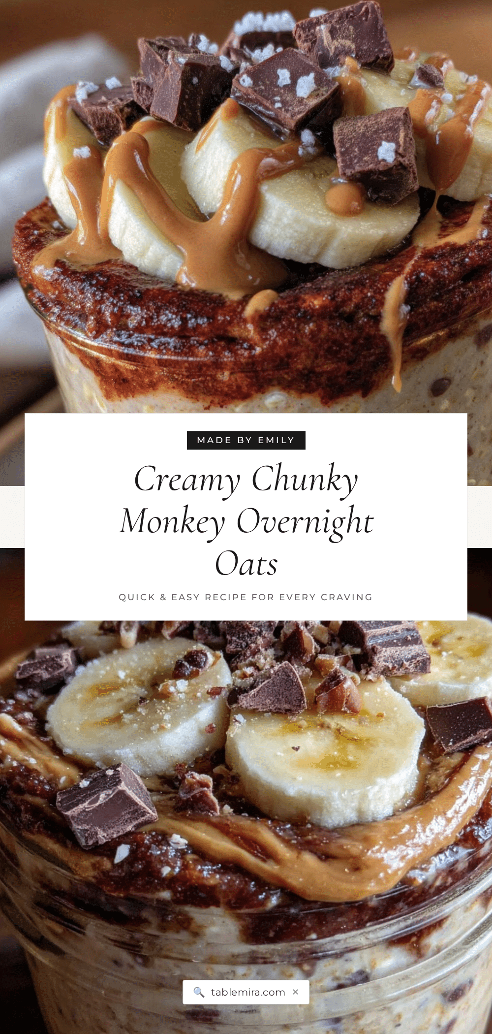 creamy chunky monkey overnight oats recipe