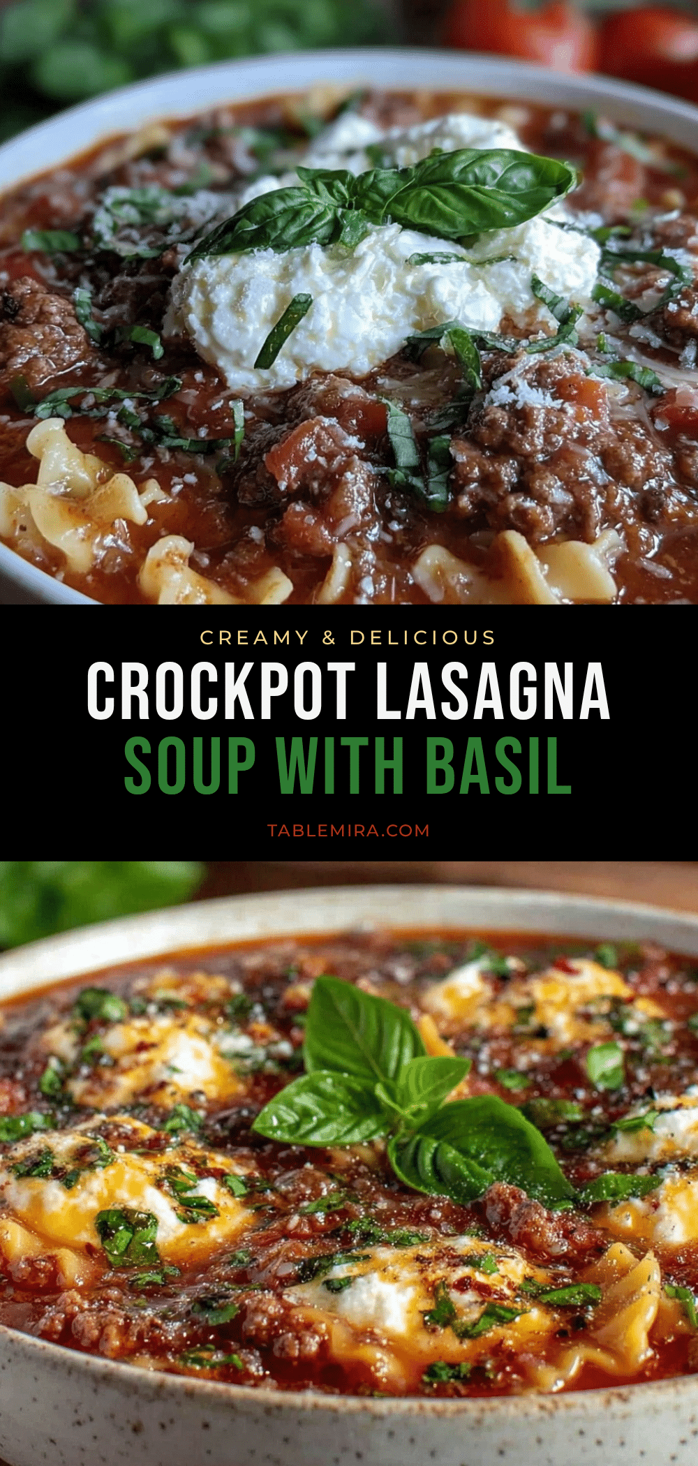 creamy crockpot lasagna soup recipe