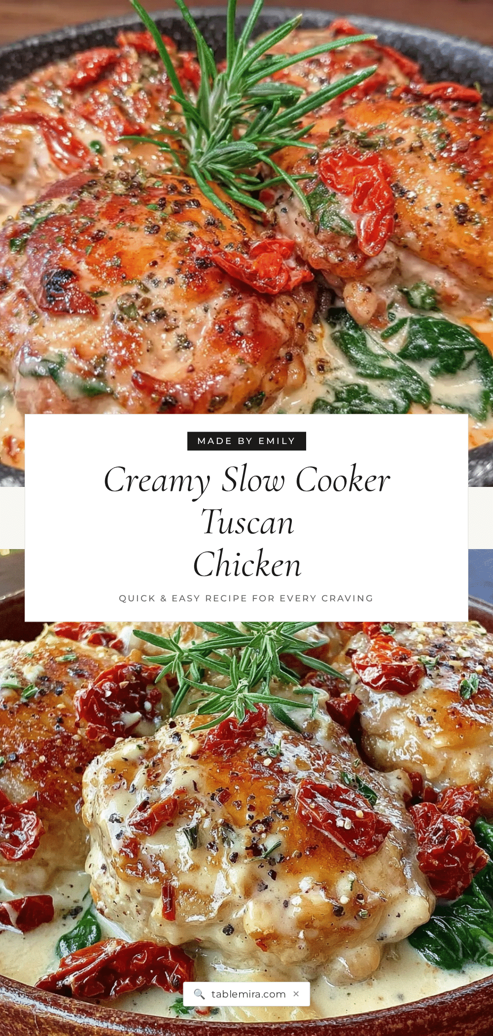 creamy slow cooker Tuscan chicken recipe