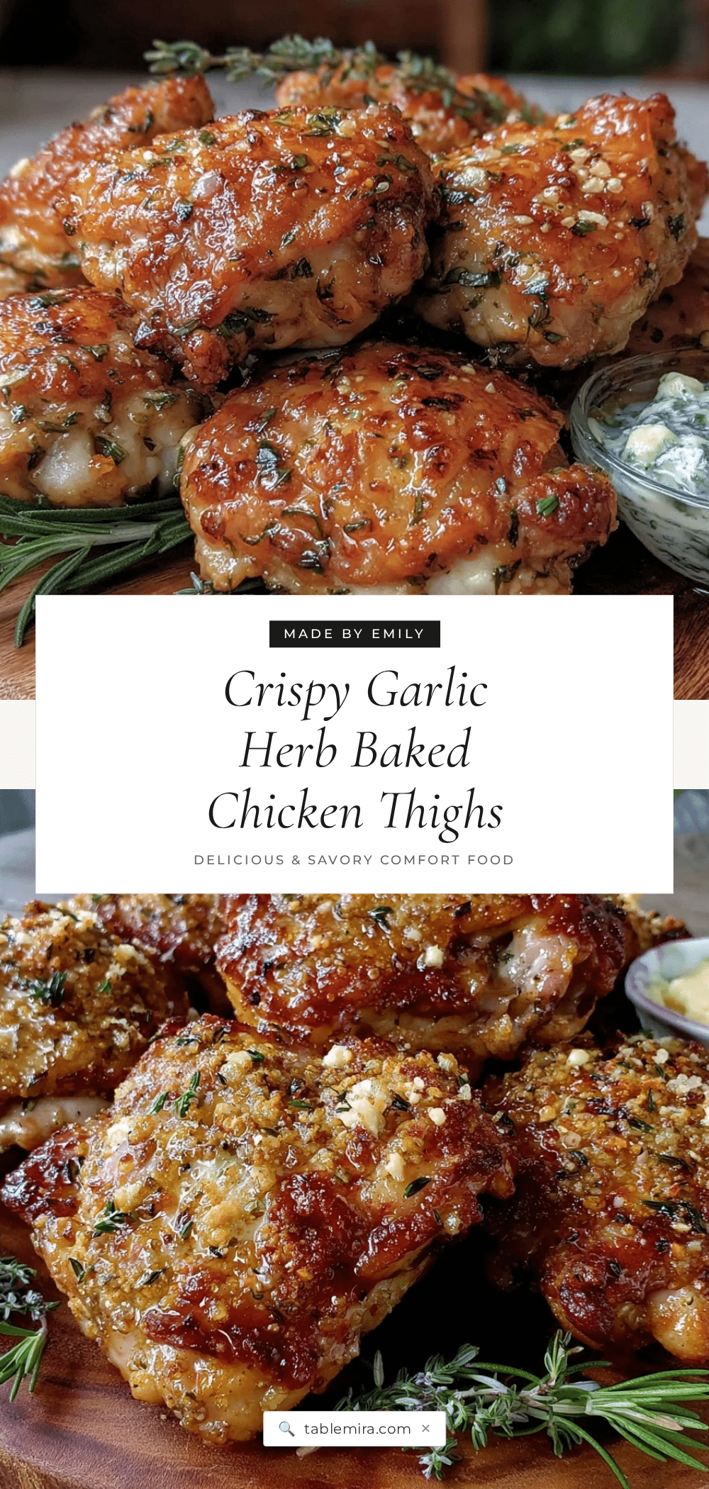 crispy oven baked garlic herb chicken thighs recipe