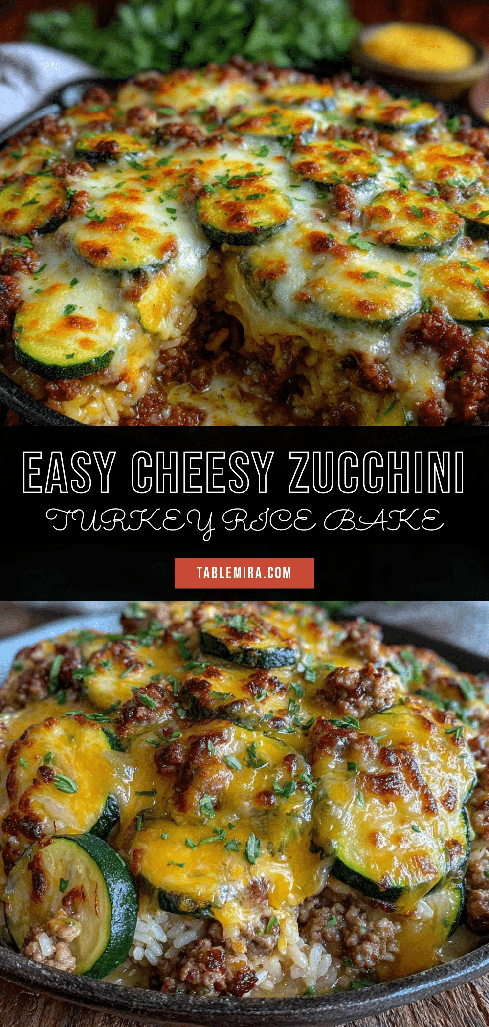 Easy Cheesy Zucchini and Ground Turkey Rice Bake recipe