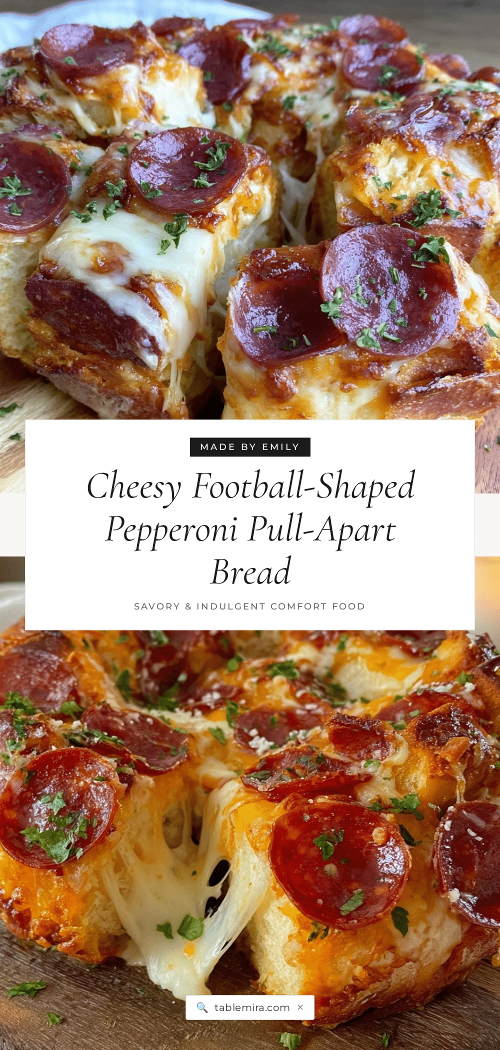 football-shaped pepperoni pizza pull-apart bread recipe