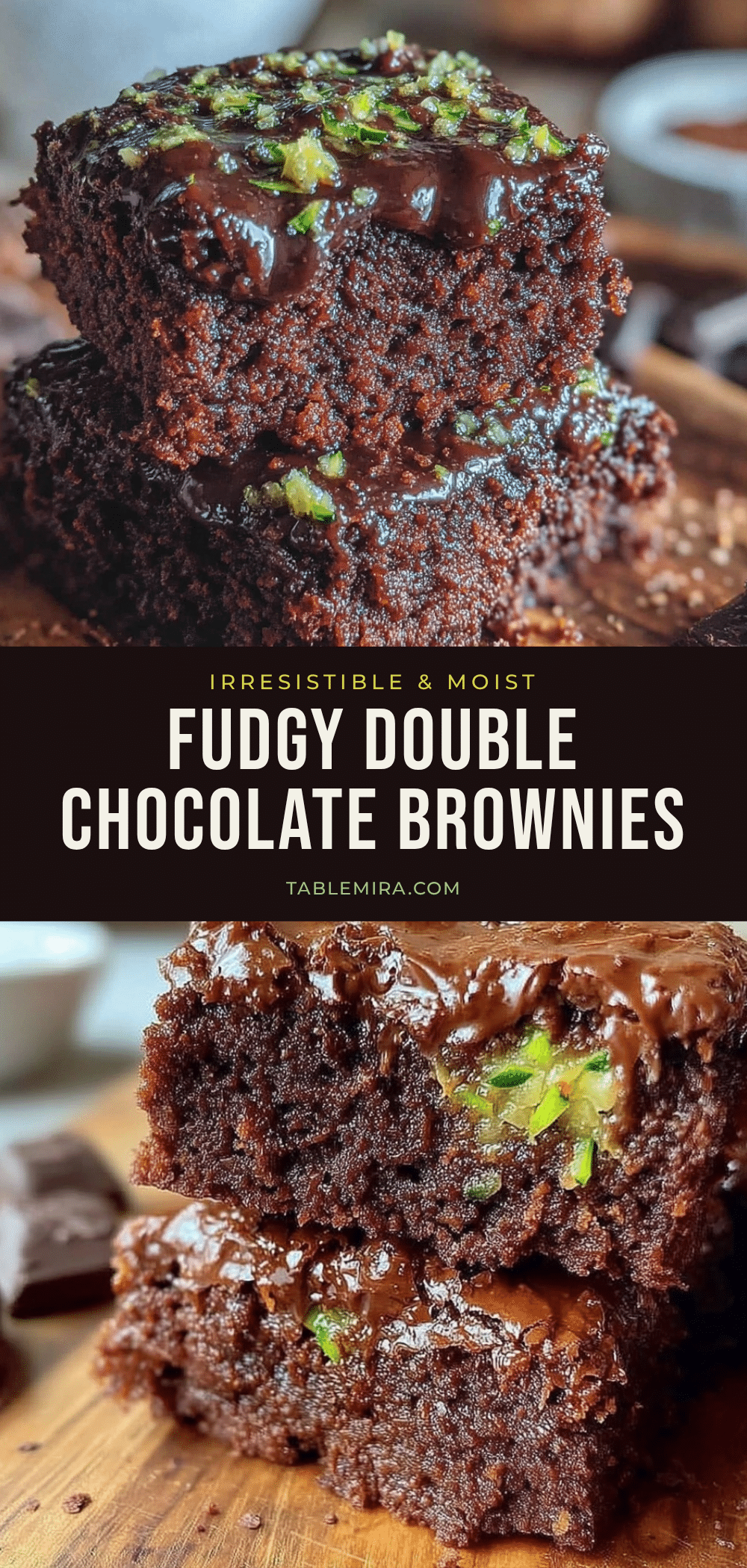 fudgy double chocolate zucchini brownies recipe