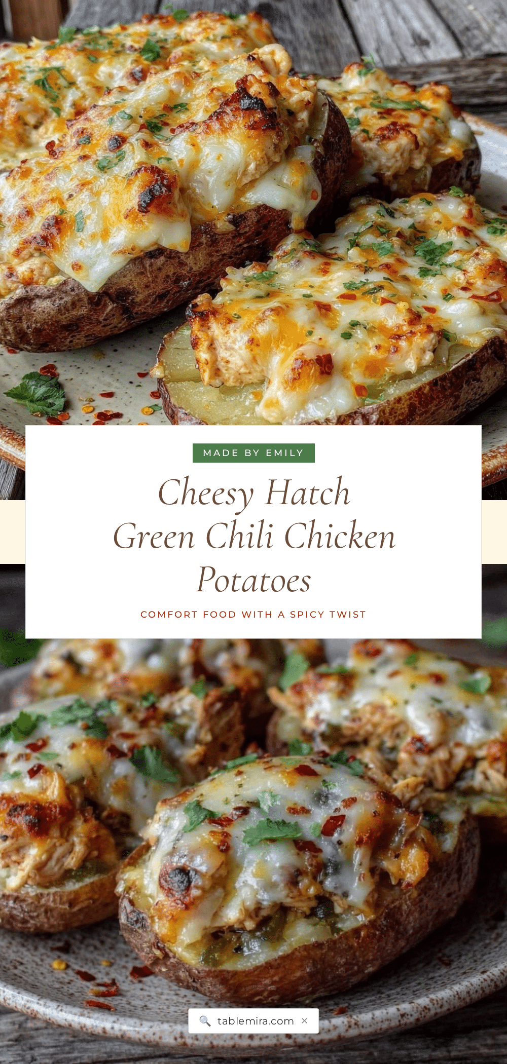 Hatch green chili chicken stuffed potatoes recipe