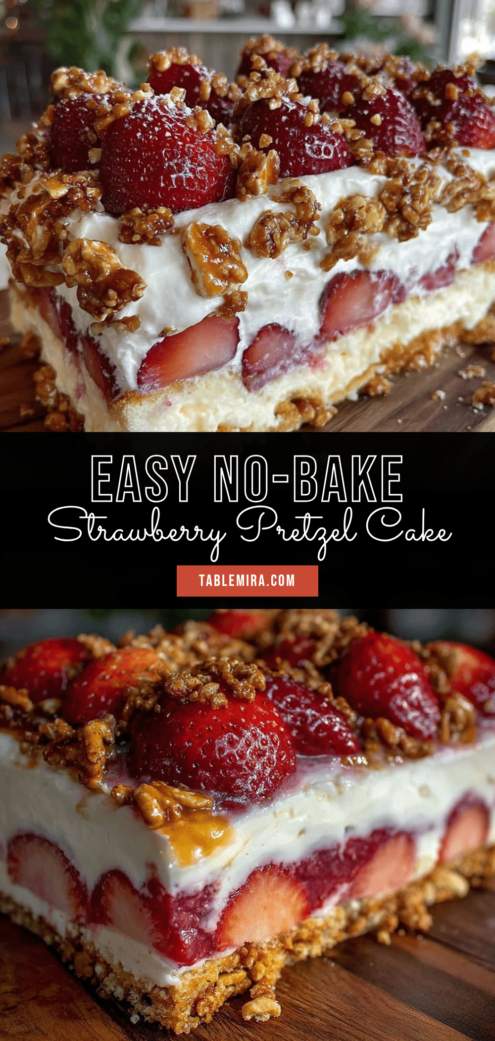 no-bake strawberry pretzel icebox cake recipe
