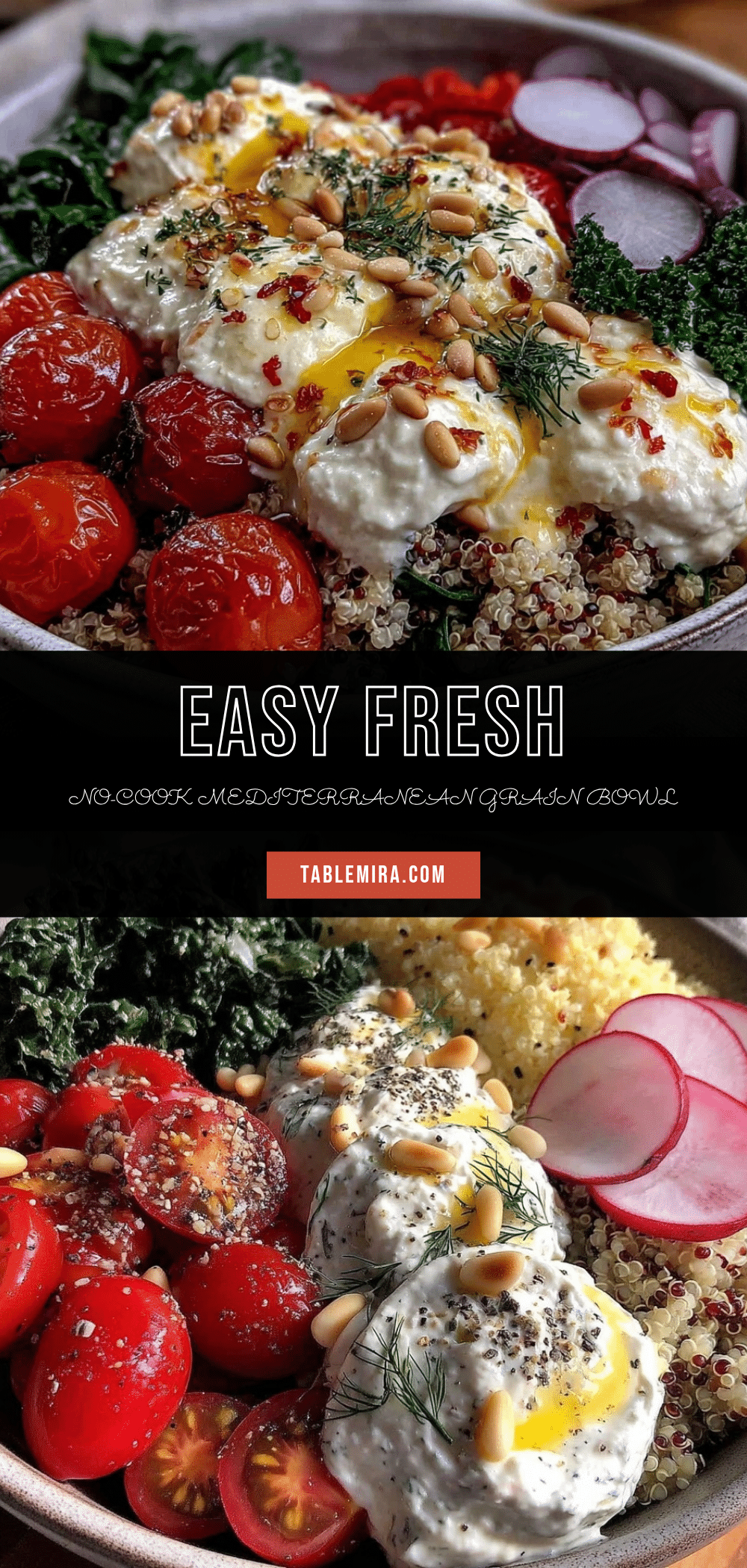 no cook Mediterranean grain bowl recipe