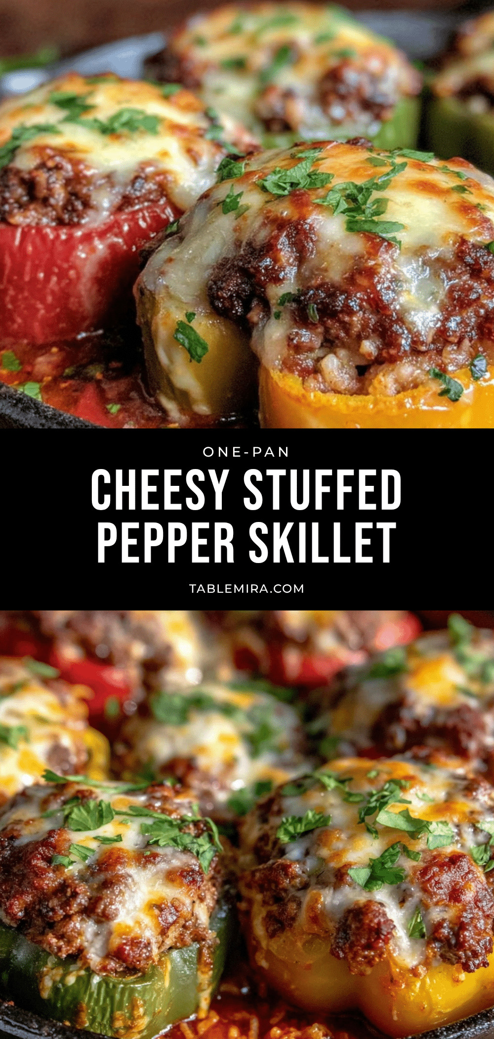 one-pan cheesy stuffed pepper skillet recipe