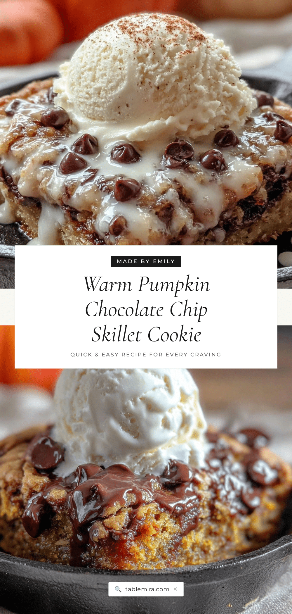 pumpkin chocolate chip skillet cookie recipe