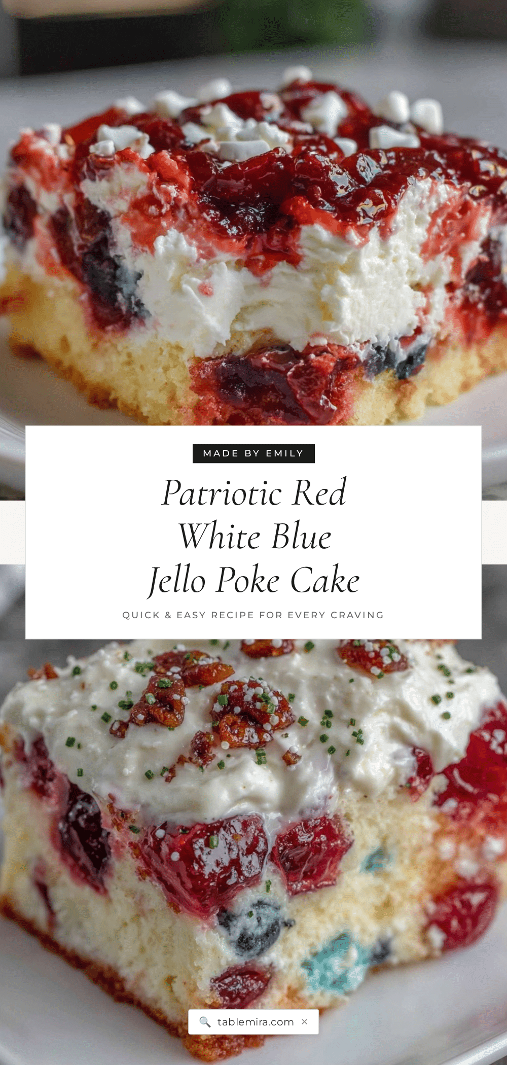 Red White & Blue Layered Jello Poke Cake recipe