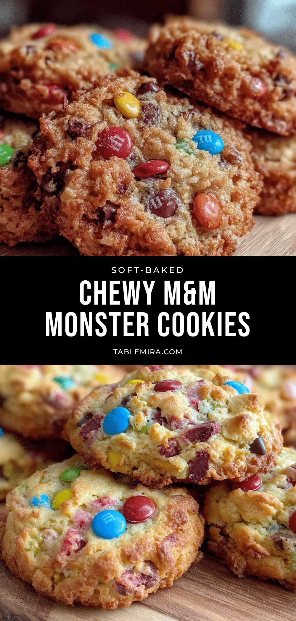 soft-baked M&M monster cookies recipe