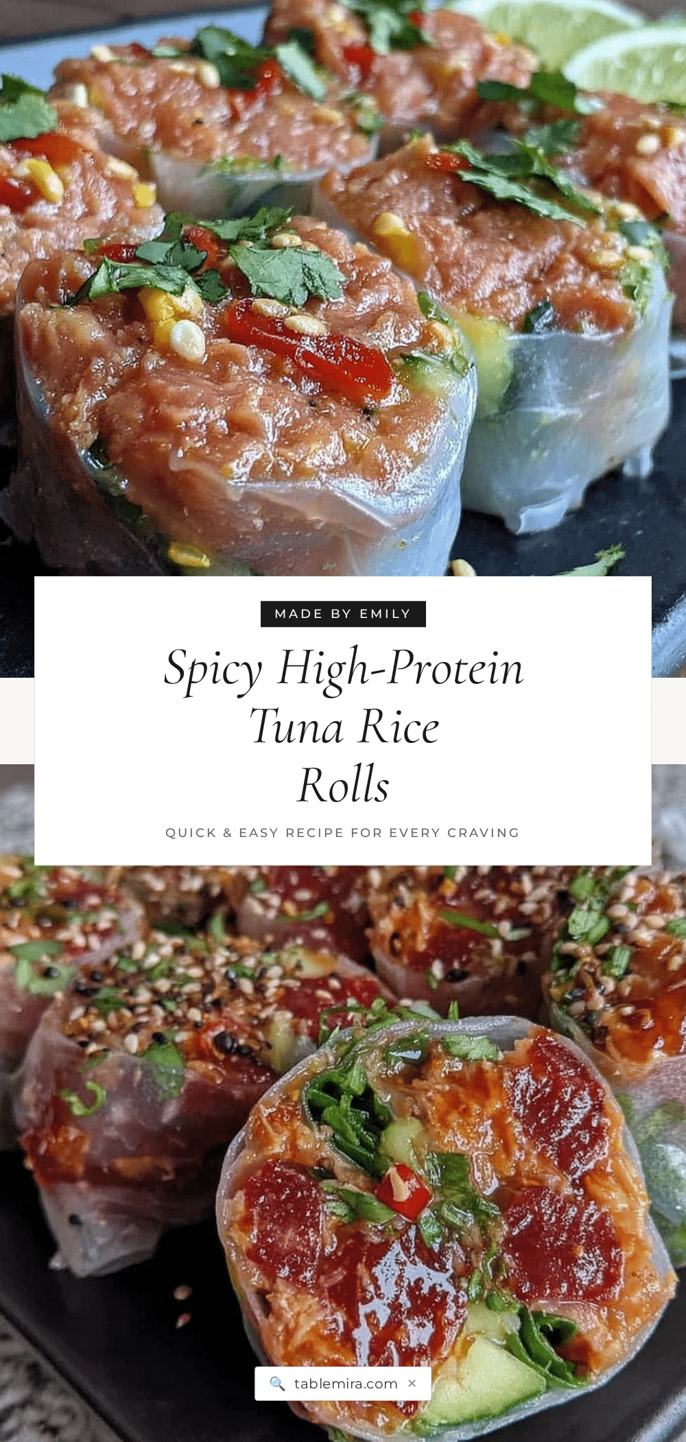 spicy tuna cucumber rice paper rolls recipe