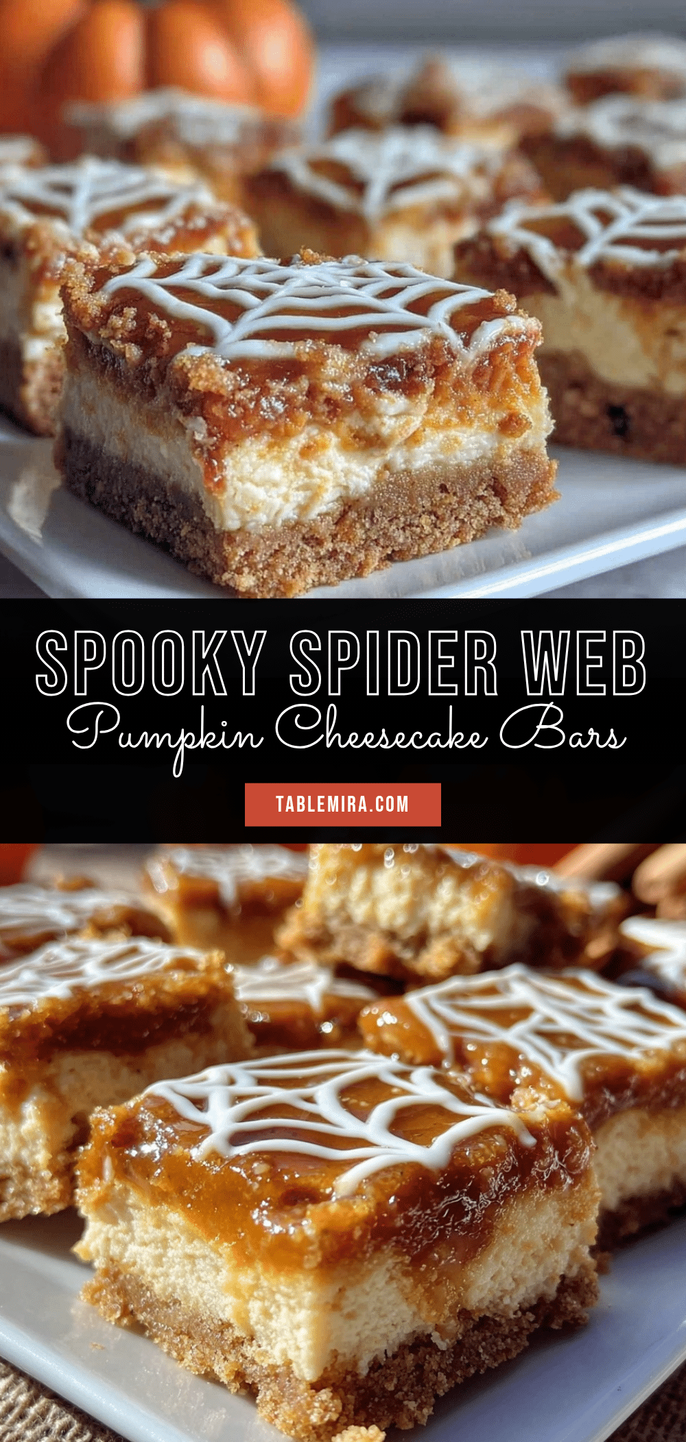 spider web pumpkin cheesecake bars recipe