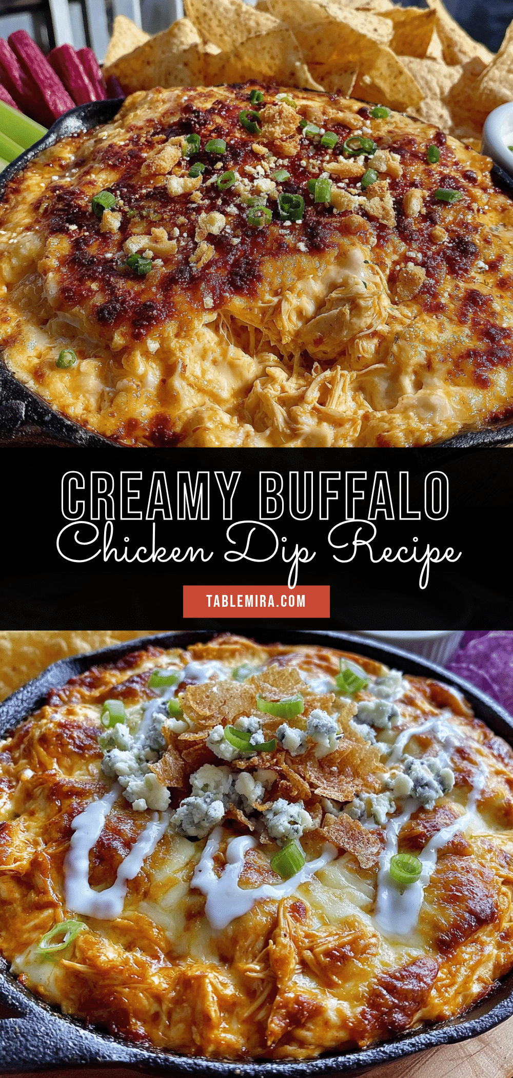 creamy buffalo chicken dip with cream cheese and ranch recipe