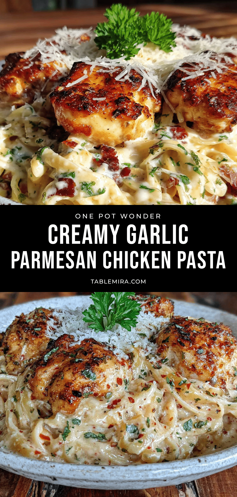creamy one-pot garlic parmesan chicken pasta recipe