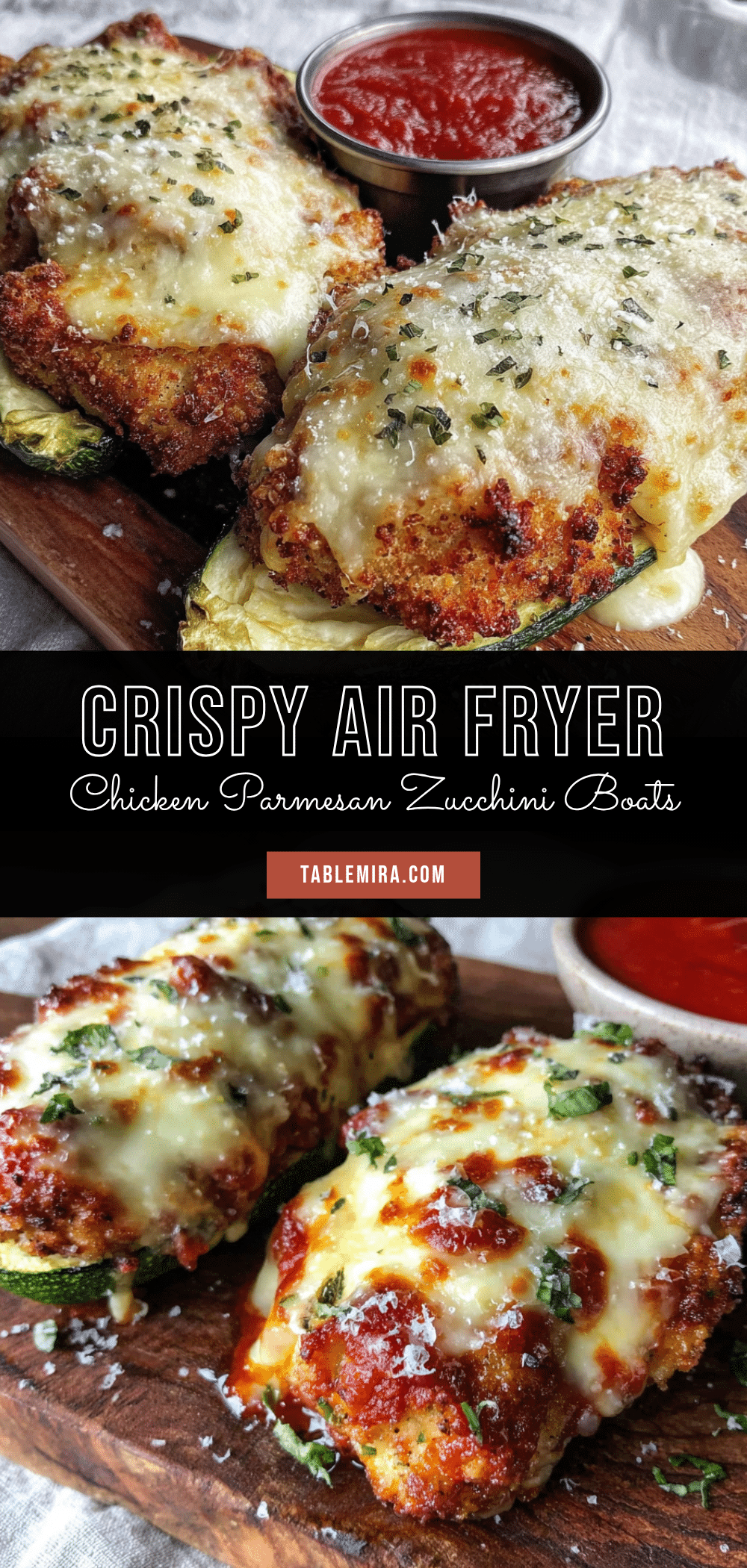 Crispy Air Fryer Chicken Parmesan Zucchini Boats recipe