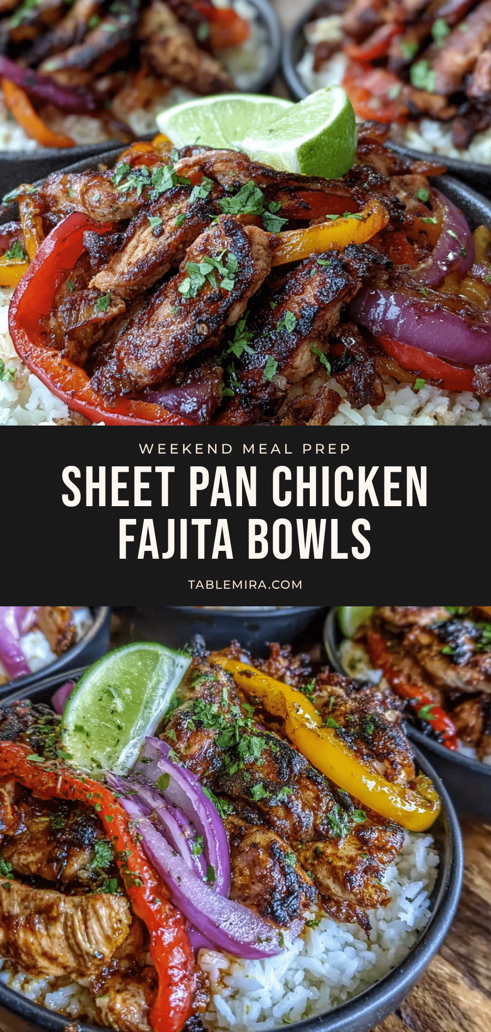 easy sheet pan chicken fajita meal prep bowls recipe