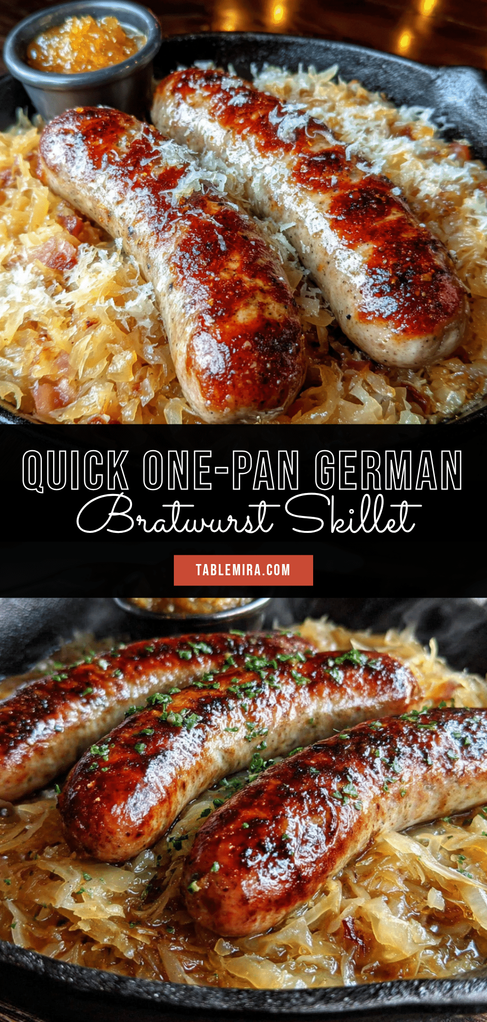 German bratwurst and sauerkraut skillet recipe