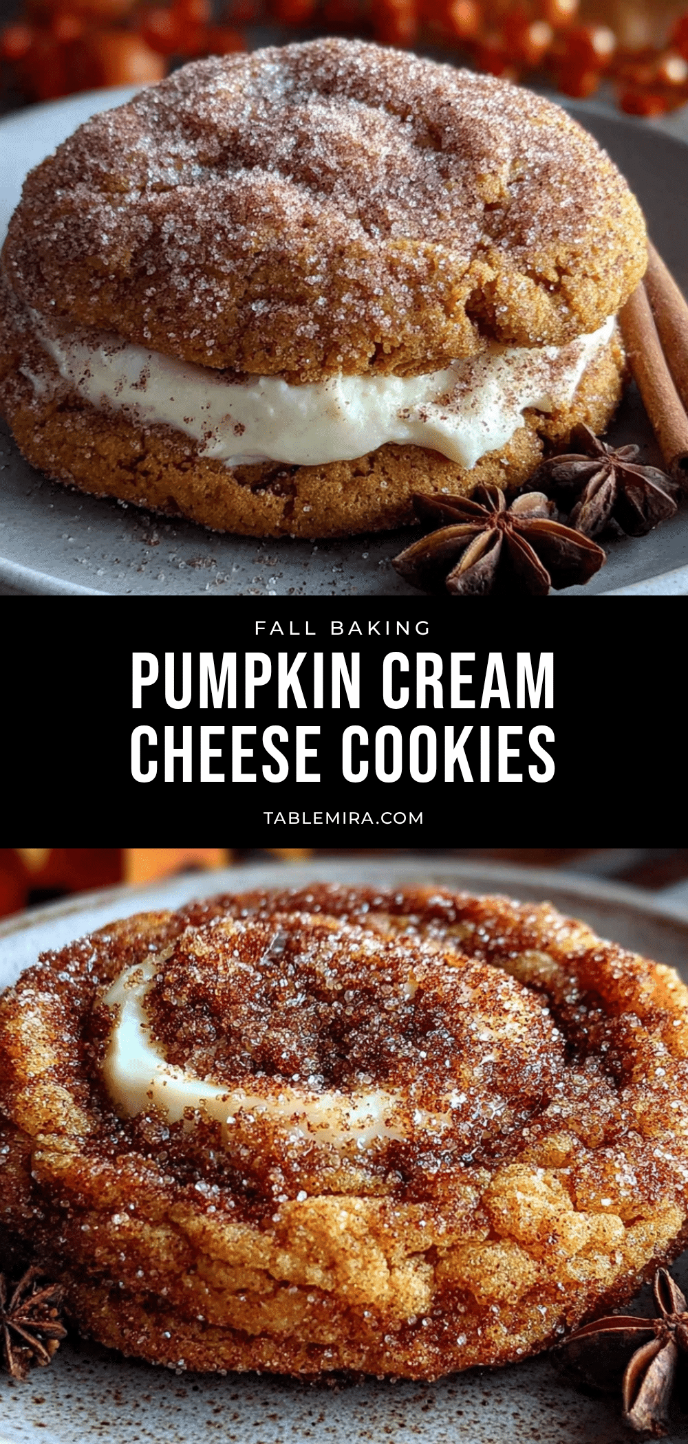 pumpkin snickerdoodle cookies with cream cheese filling recipe