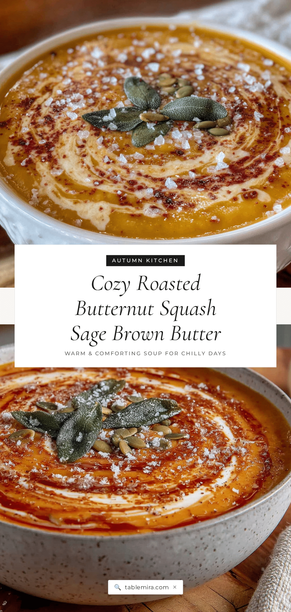 roasted butternut squash soup with sage brown butter recipe