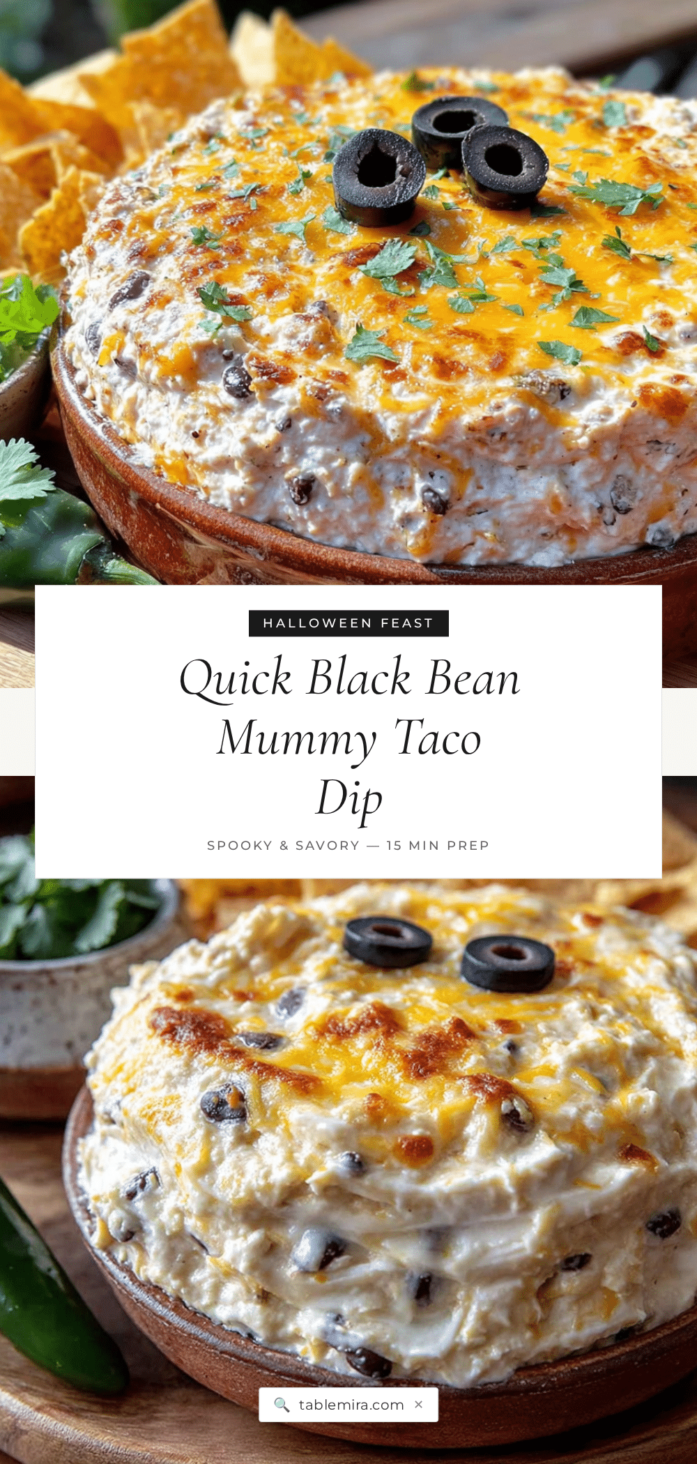 black bean mummy taco dip recipe