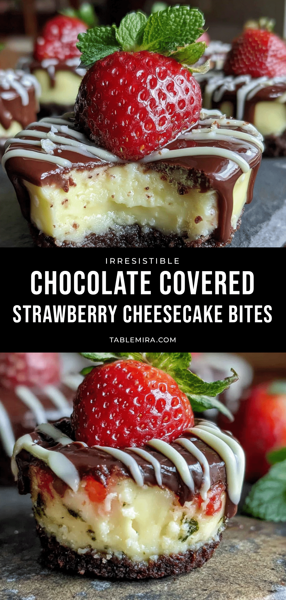 chocolate covered strawberry cheesecake bites recipe