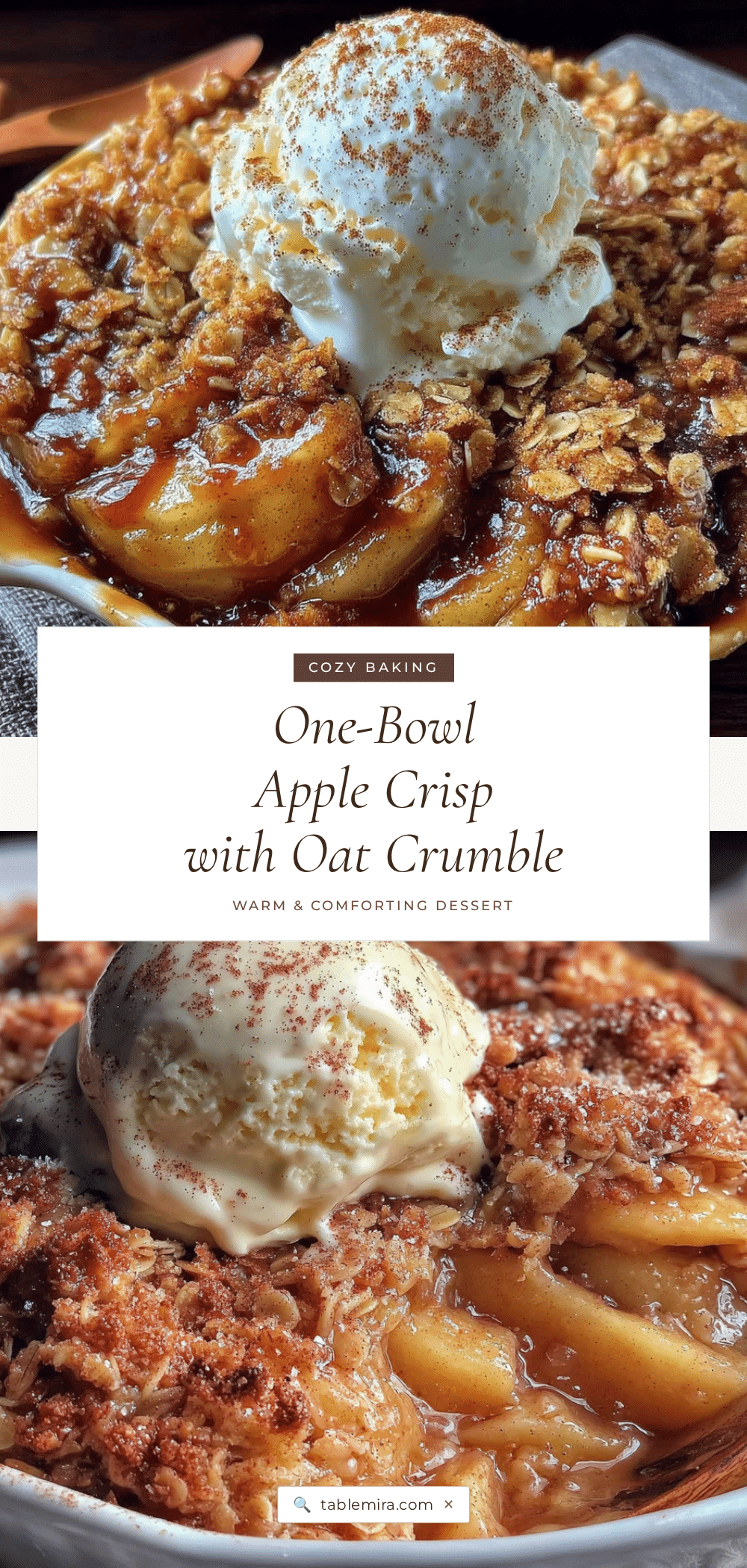 cozy one-bowl apple crisp with oat crumble recipe