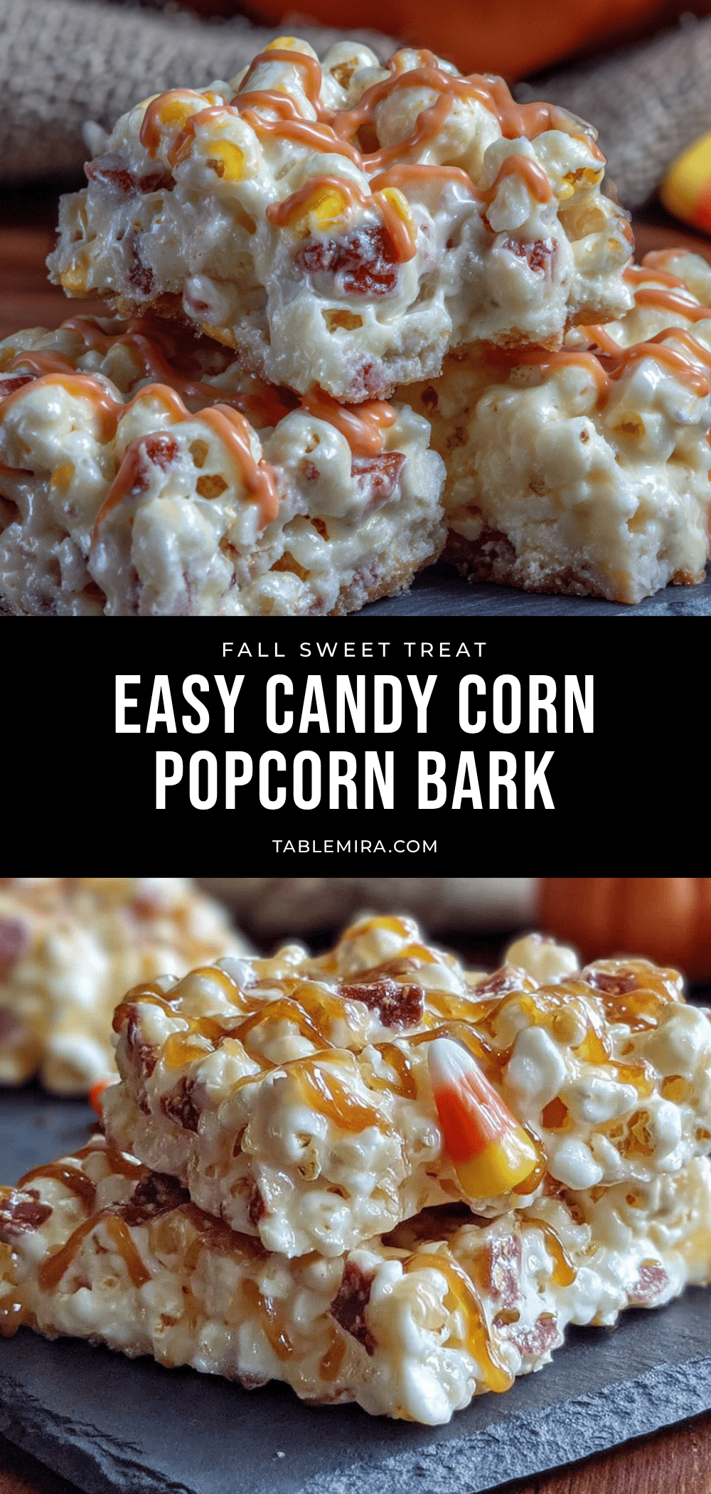 Easy Candy Corn Popcorn Bark recipe