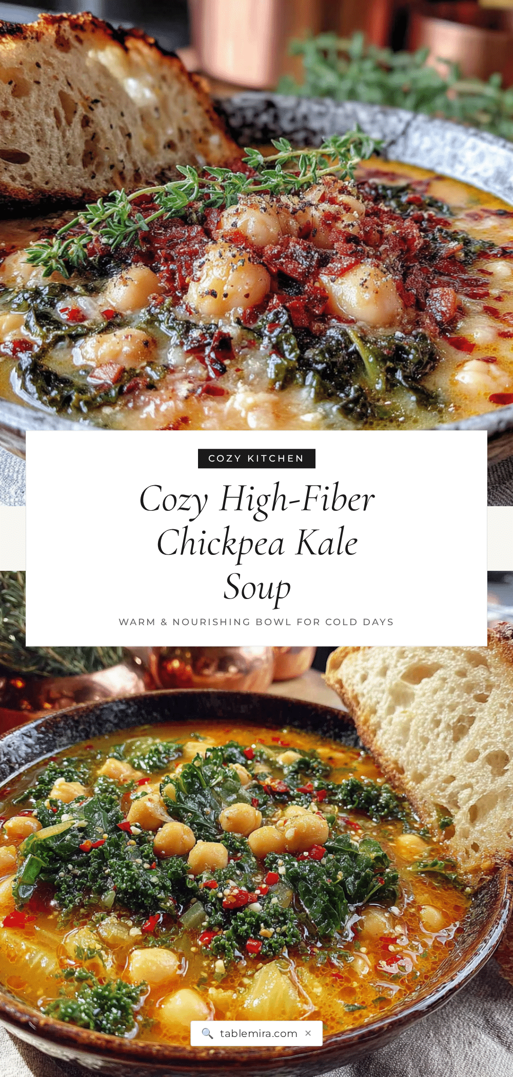 hearty high-fiber chickpea kale soup recipe