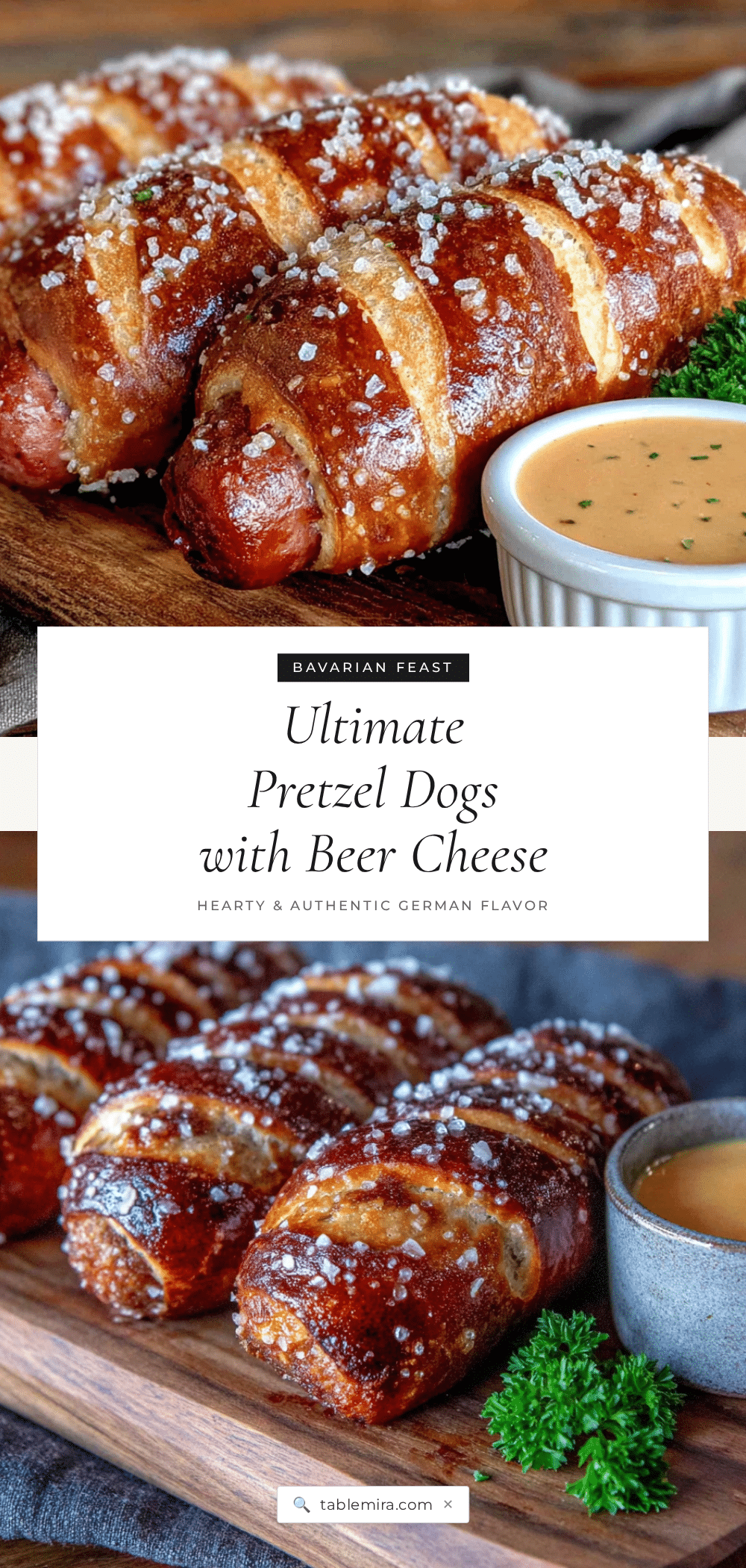 homemade Bavarian pretzel dogs with beer cheese sauce recipe