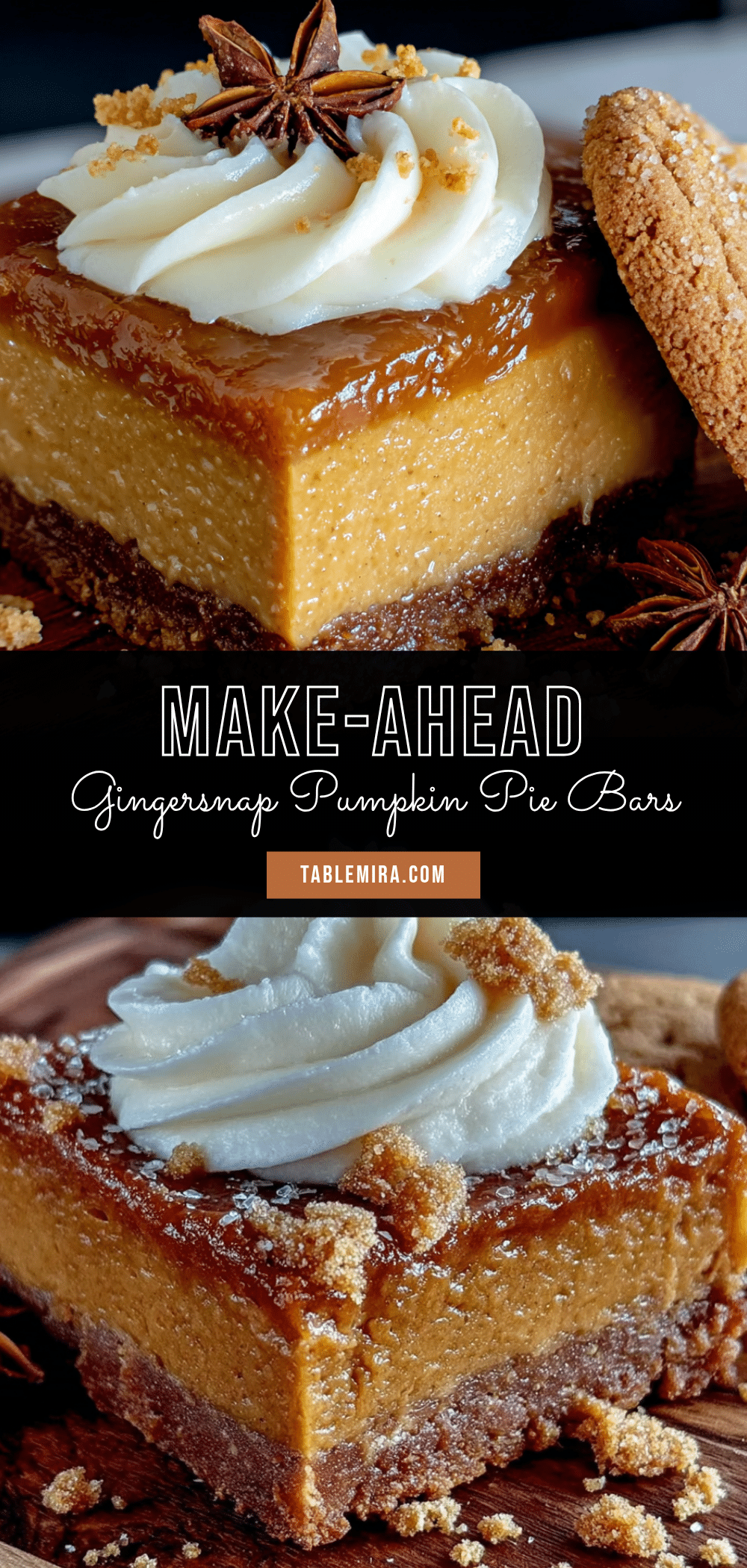 pumpkin pie bars with gingersnap crust recipe