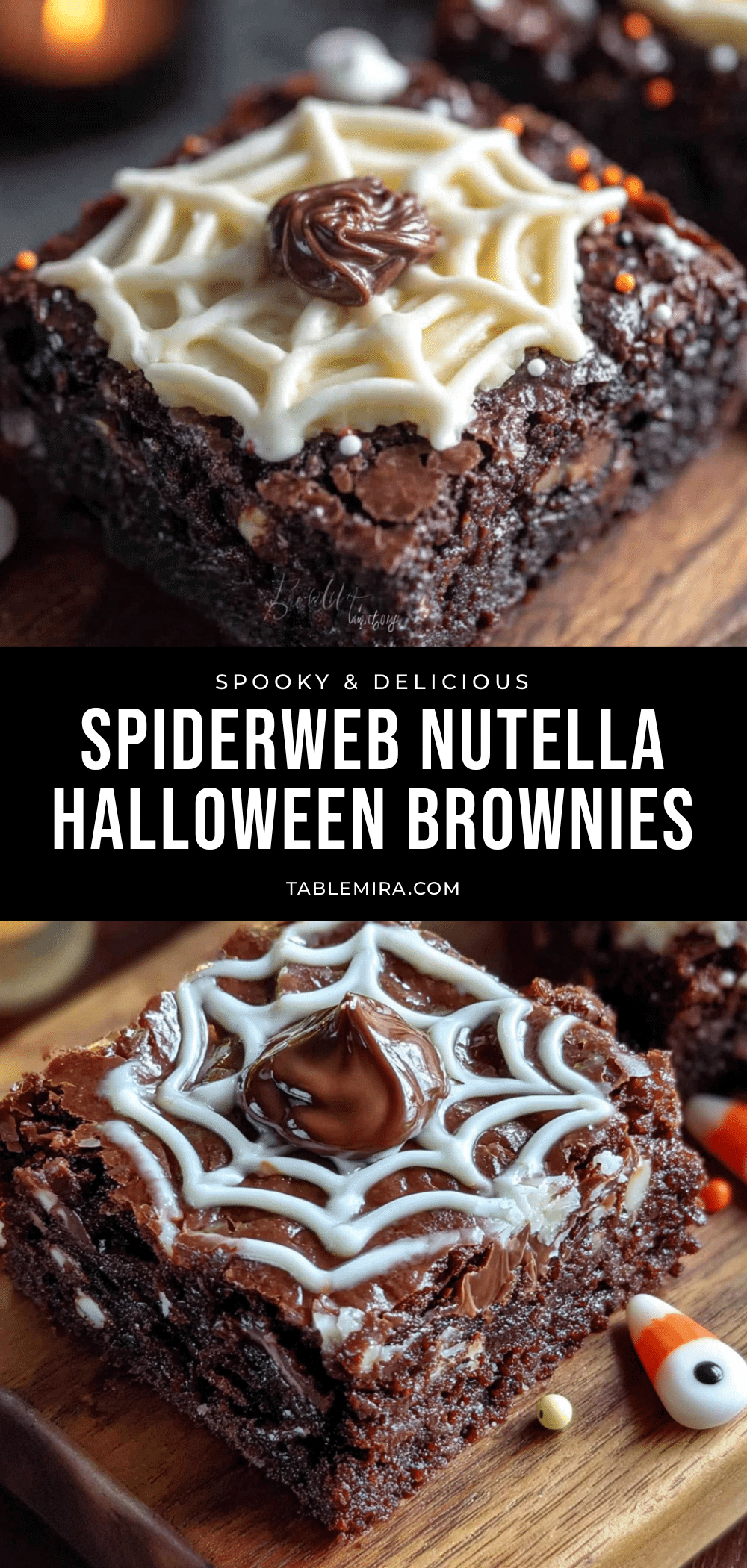 Spooky Spiderweb Nutella Halloween Brownies recipe