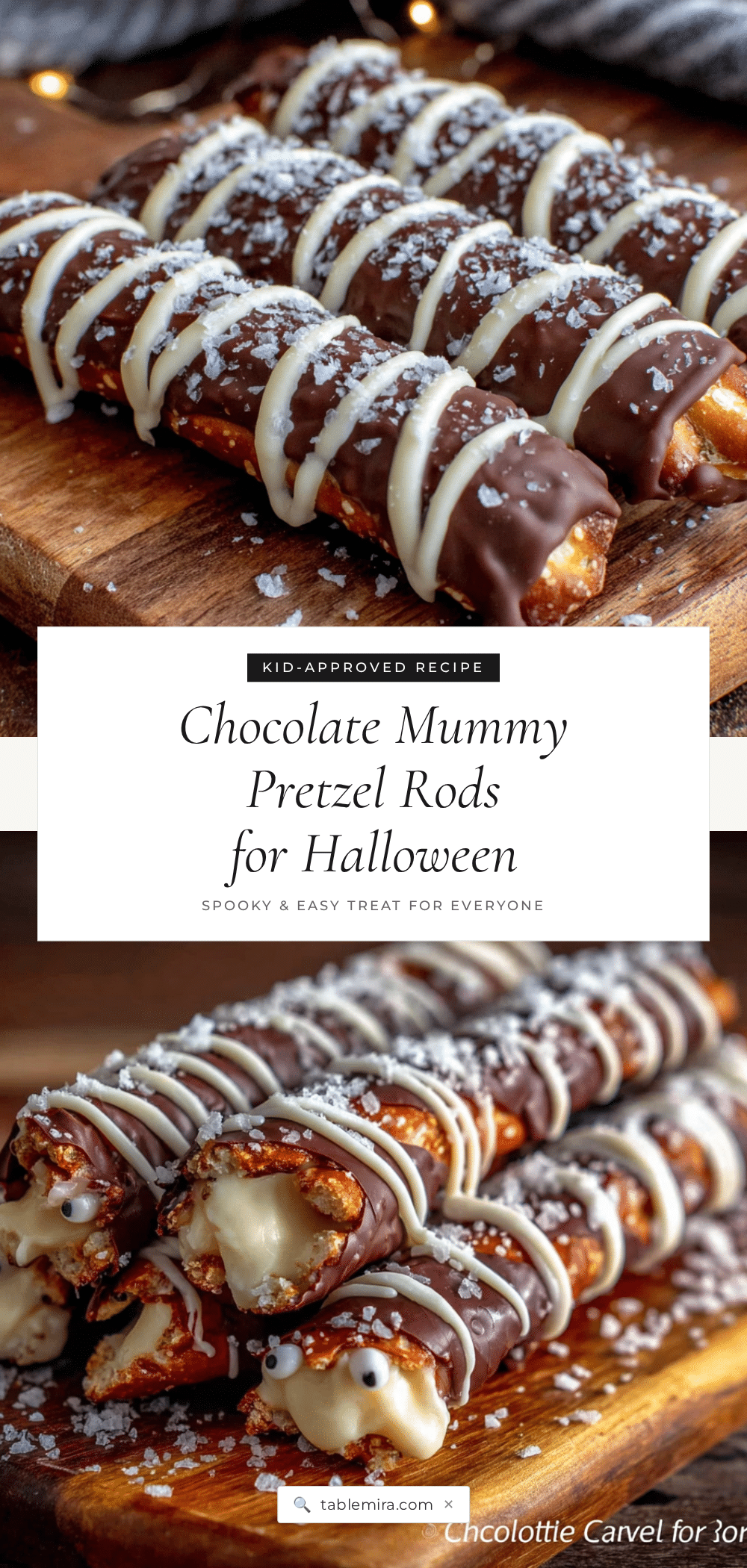 chocolate mummy pretzel rods recipe