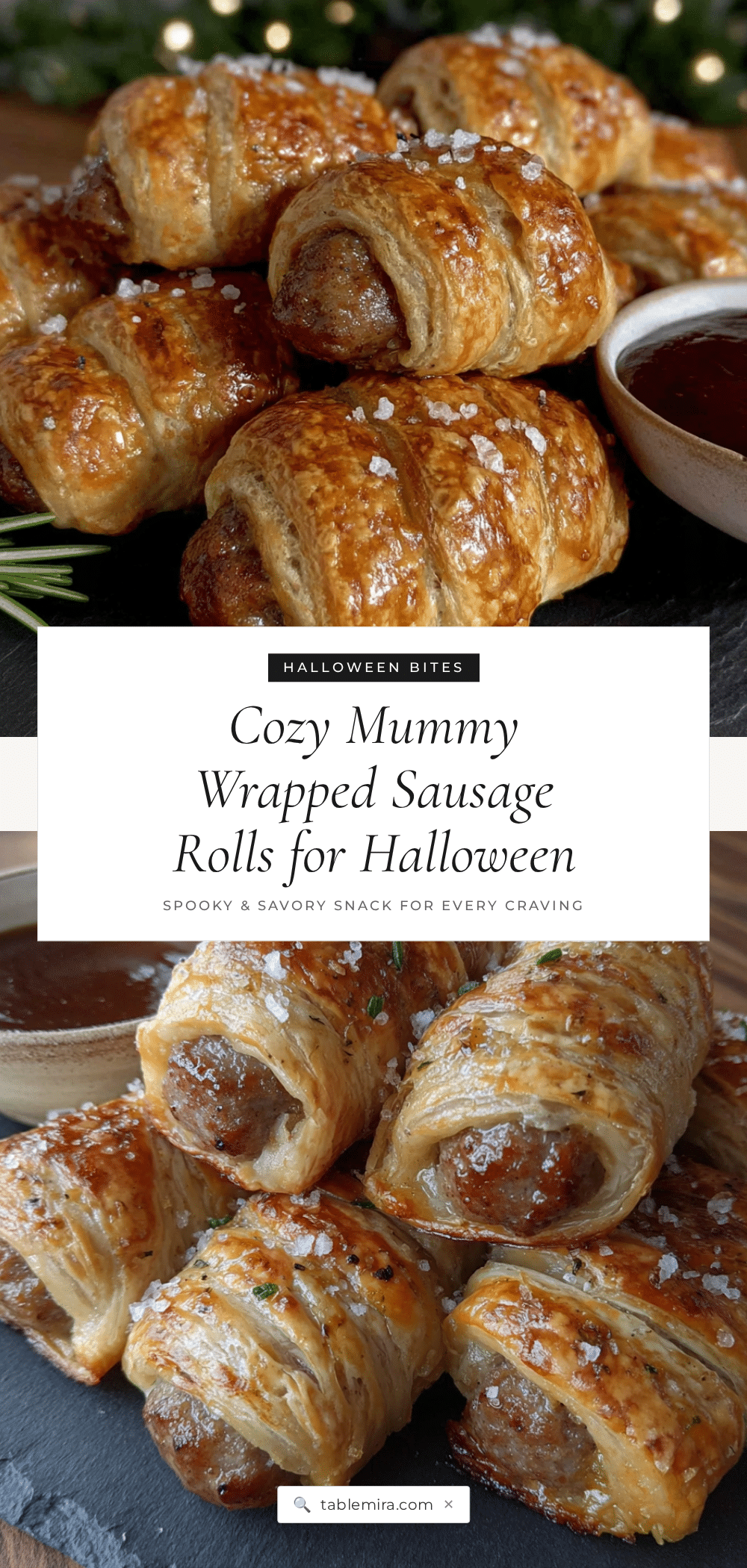cozy mummy wrapped sausage rolls recipe