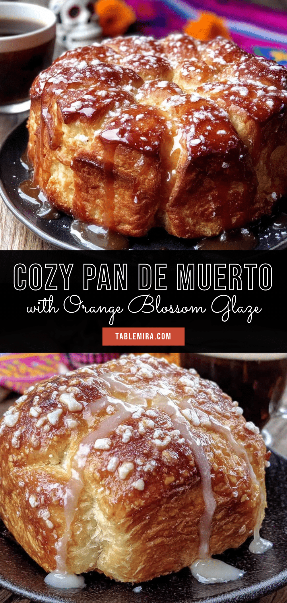 cozy pan de muerto with orange blossom glaze recipe