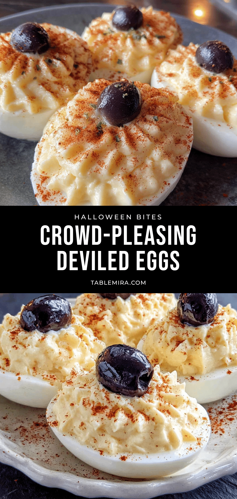 Halloween Deviled Eggs with Olive Spiders recipe