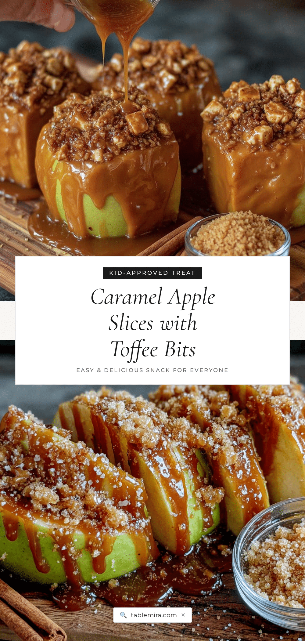 kid-approved caramel apple slices with toffee bits recipe