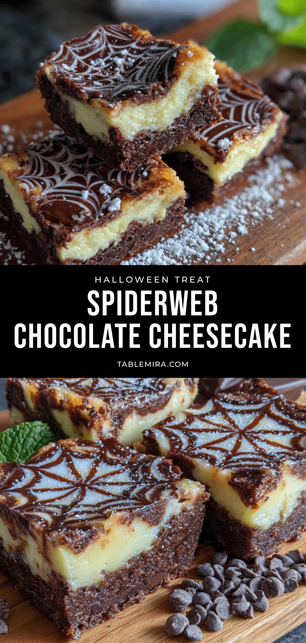 light spiderweb chocolate cheesecake bars recipe