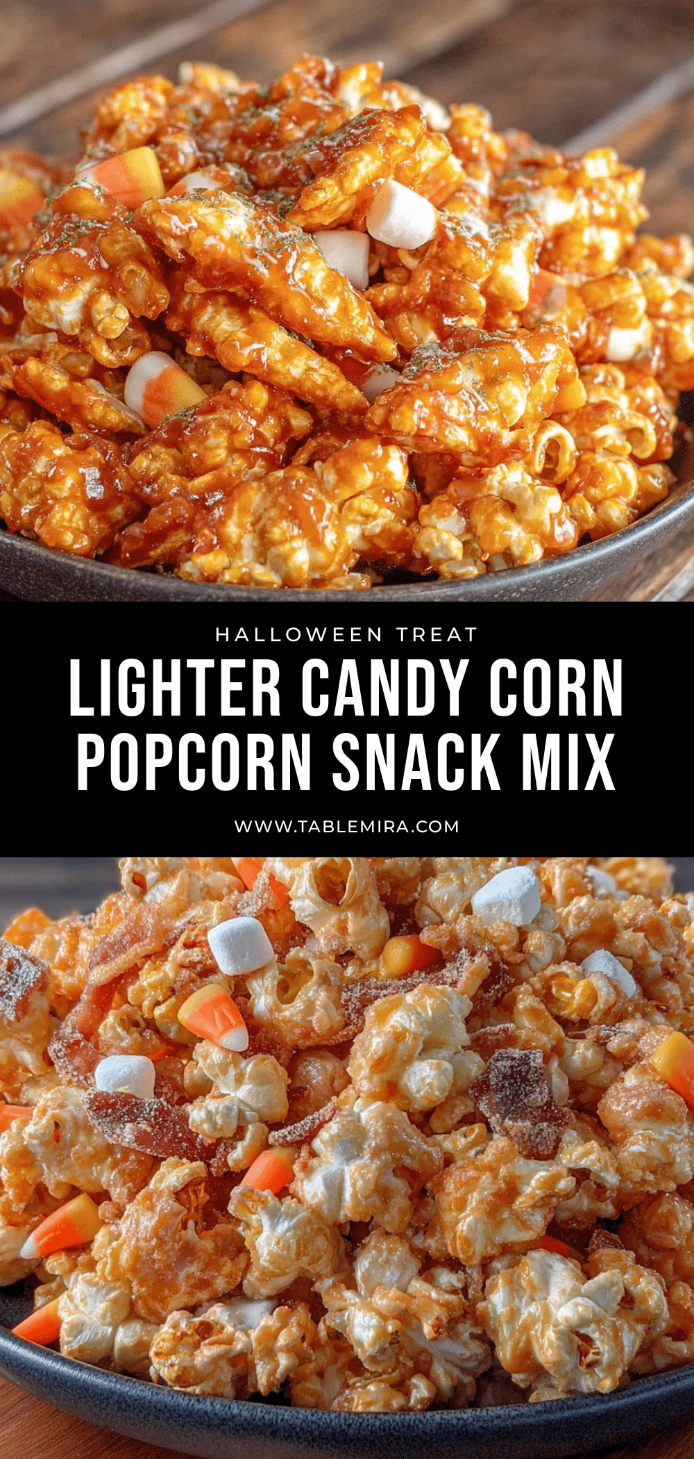 lighter candy corn popcorn halloween snack mix recipe