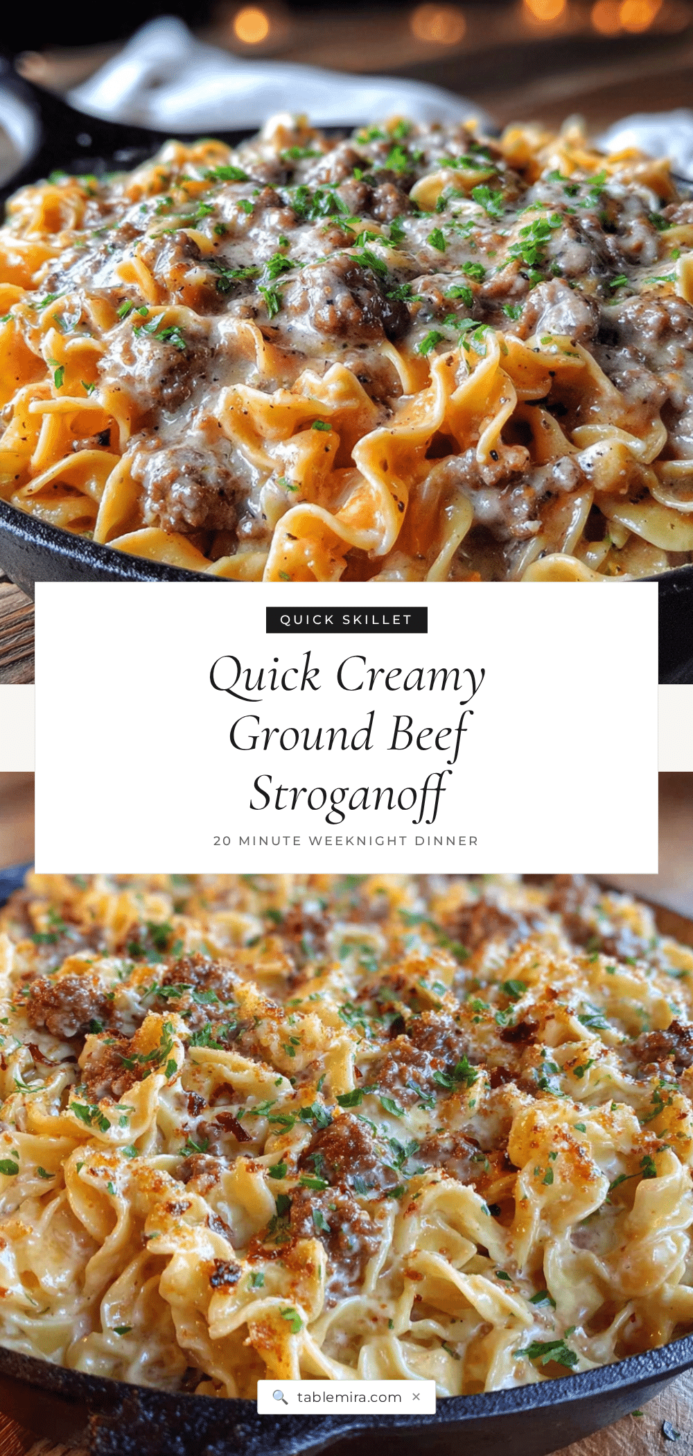 quick creamy ground beef stroganoff skillet recipe