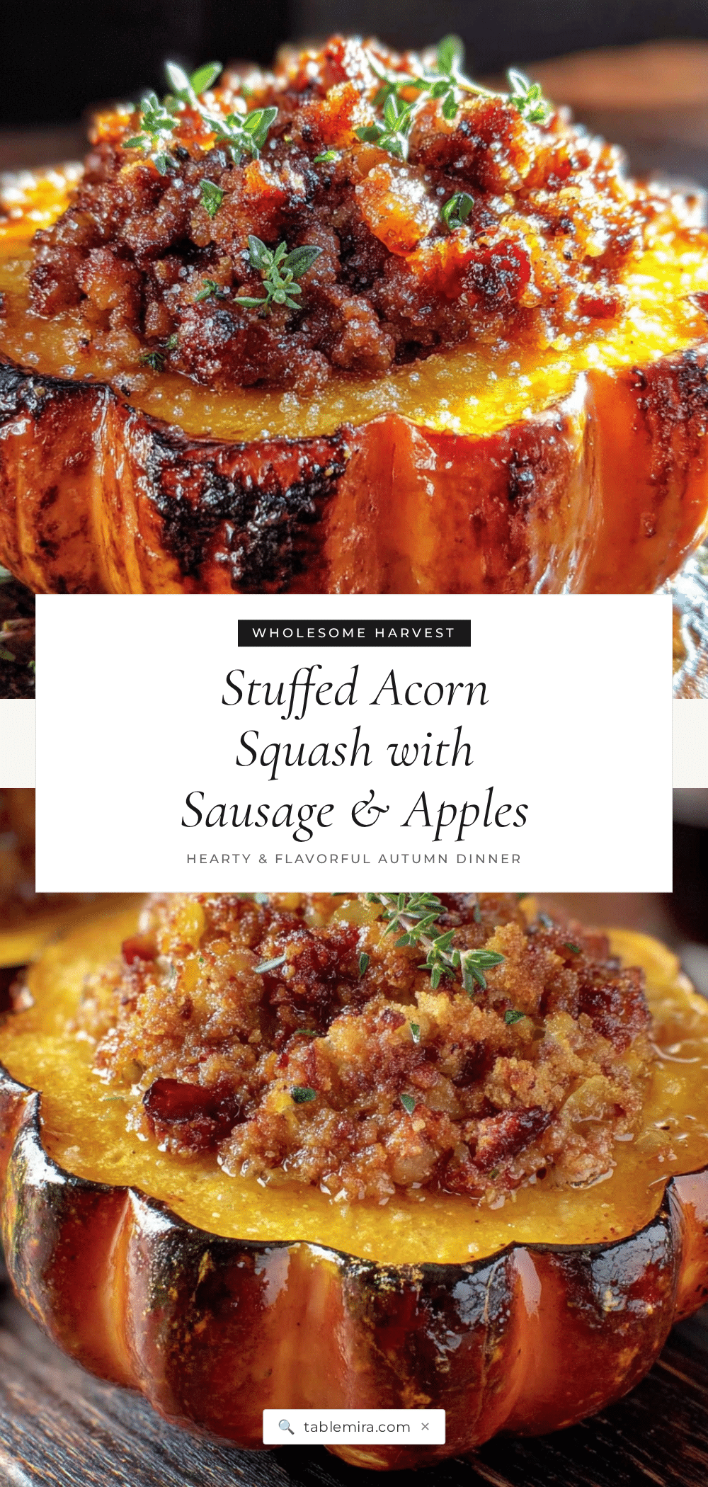 wholesome stuffed acorn squash with sausage and apples recipe